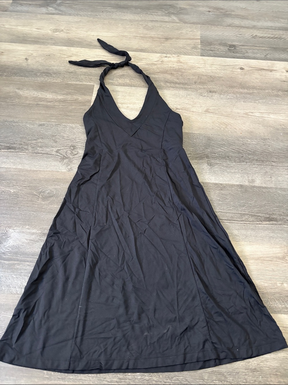 Patagonia Black One-Shoulder Tie Halter Dress